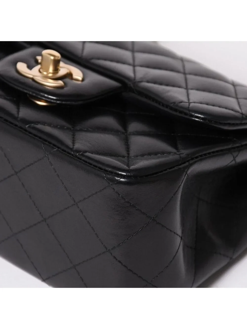 Chanel Mini Quilted 17 S Flap S Chain Shoulder Bag CC Logo Lambskin Black